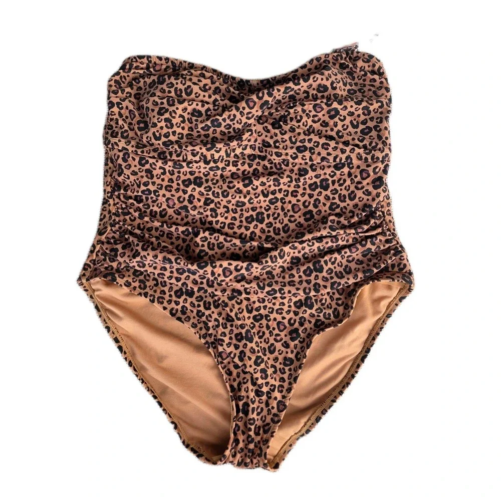 Womens Size 18W Shade & Shore Leopard Twist Front One Piece Swimsuit (327)